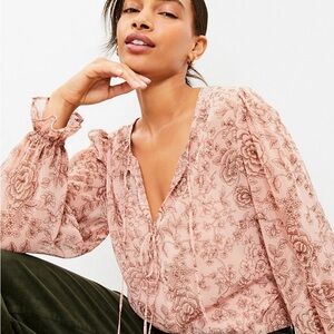 LOFT Blush Floral Blouse